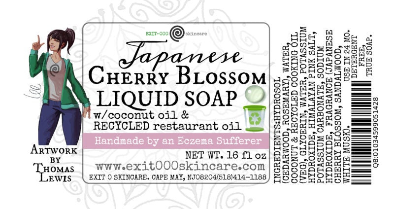 LiqSp: Japanese Cherry Blossom Liquid Soap - made from Recycled Restaurant Cooking Oil