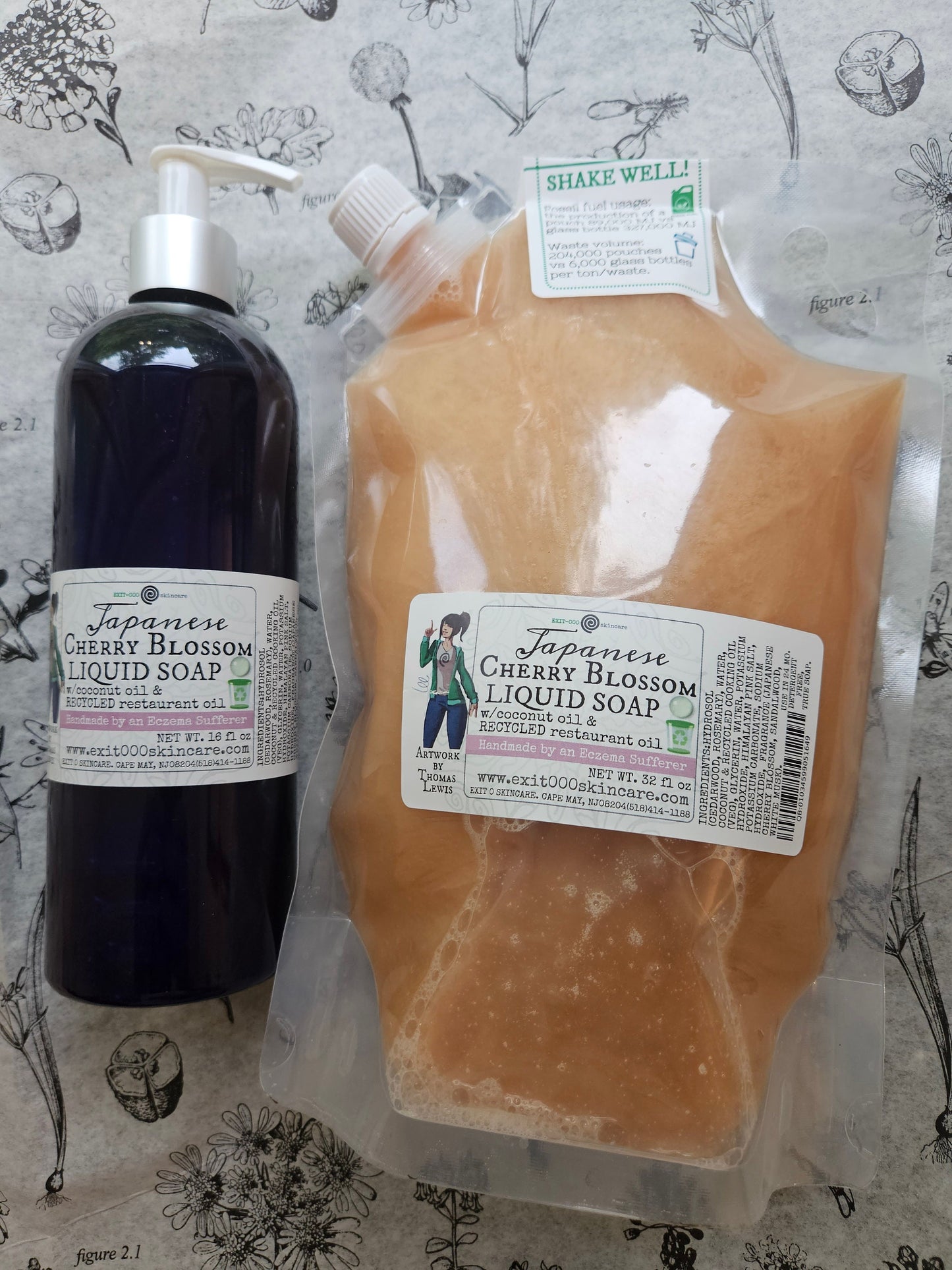 LiqSp: Japanese Cherry Blossom Liquid Soap - made from Recycled Restaurant Cooking Oil